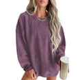 thumbnail image 1 of Eytino Womens Sweatshirt Oversized Casual Crew Neck Loose Corduroy Sweatshirt Pullover Fashion Long Sleeve Comfy Tops, 1 of 7