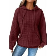 EYTINO Womens Sweatshirts Hoodies Oversized Hoodies Sweatshirts Lightweight Pullover Fall Casual Drawstring Hoodie with Pocket Red 2XL