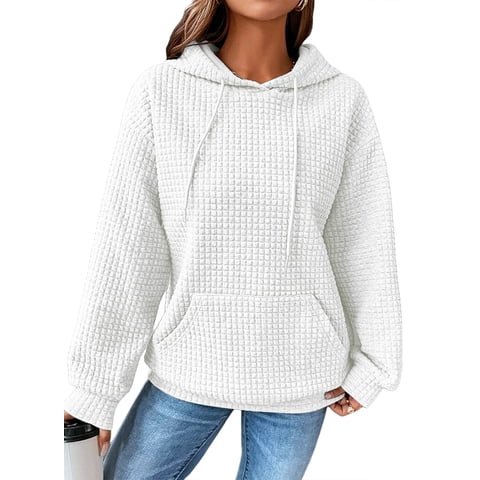 Womens Sweatshirts Hoodies Oversized Hoodies Sweatshirts Lightweight Pullover Fall Casual Drawstring Hoodie with Pocket White XL
