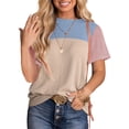 thumbnail image 1 of Eytino Womens Top Striped Color Block Crew Neck T Shirts Loose Fit Short Sleeve Summer Tee Shirts, 1 of 6