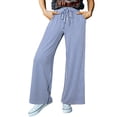 thumbnail image 1 of Eytino Womens Trousers Striped Casual Drawstring Elastic Waist Wide Leg Pants with Pockets, 1 of 6
