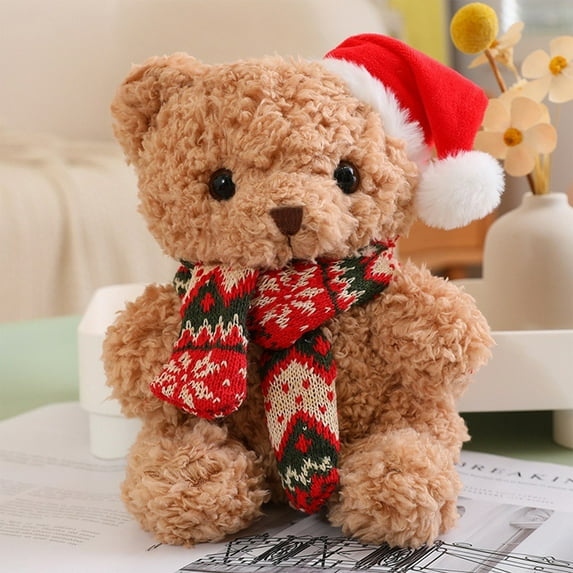 Christmas Bear Stuffed Animal Christmas Bear Toys Winter Scarf Plush Stuffed Animals Bears Bulk for Holiday Christmas Birthday Gifts