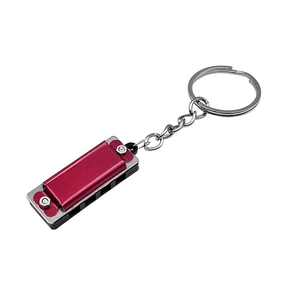 Mini Keychain Harmonica - 4 Hole 8 Tunes Type C Mini Harmonica Keychain, Stylish and Portable Mini Keychain Musical Instrument Toy, Ideal Music Keychain Accessory for Kids and Adults