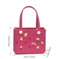 thumbnail image 1 of Eyucdvc Multifunctional Waterproof Handheld Storage Tote Bag, Portable Hollow Design Carry Bag with Detachable Decor Ornaments for Picnic Beach Shopping, 1 of 6