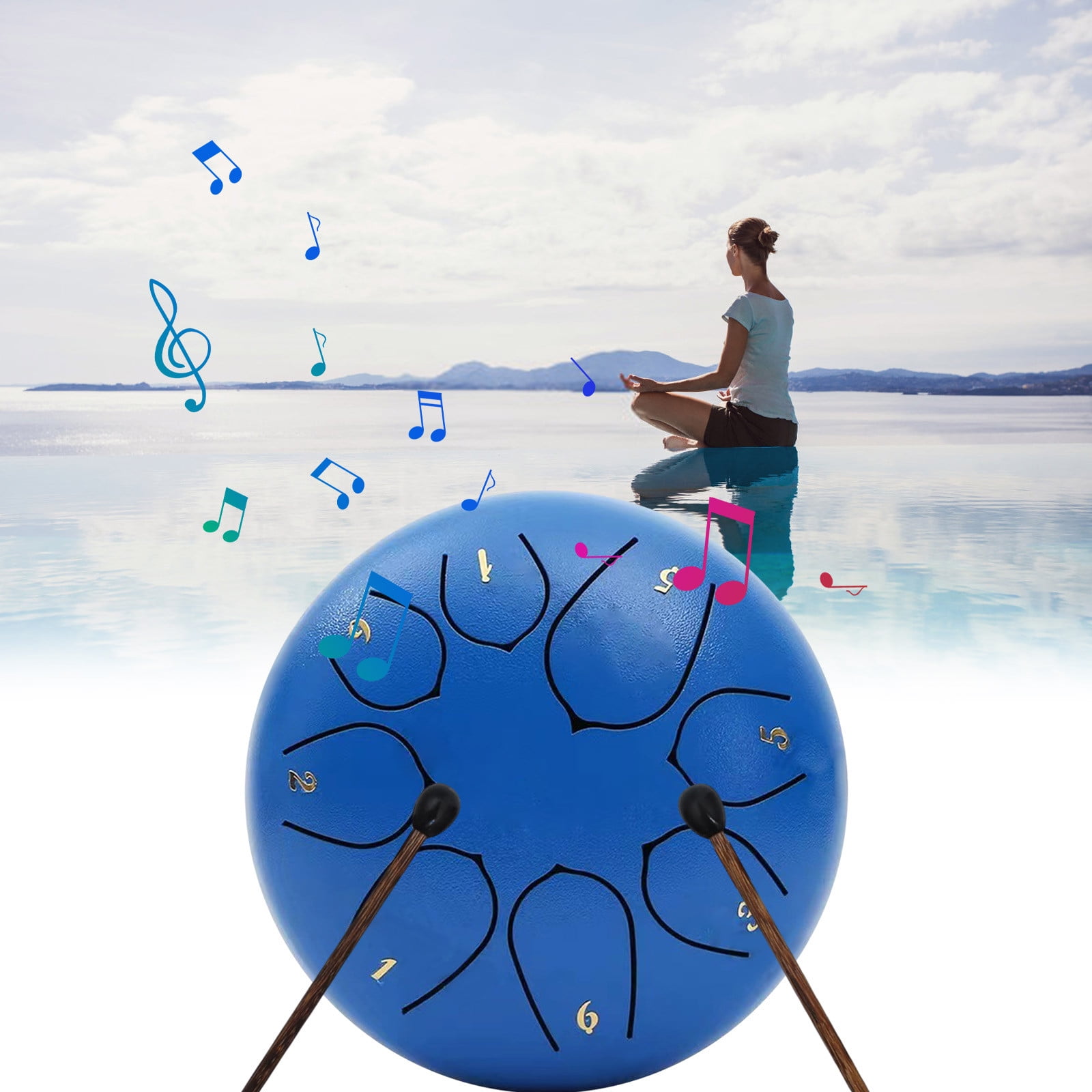 Outdoor Rain Drum Outdoor Rain Play Steel Tongue Drum 11.4cm 8 Tones Drum With Drumsticks And Music Book Handpan Meditation Drum For Garden Meditation