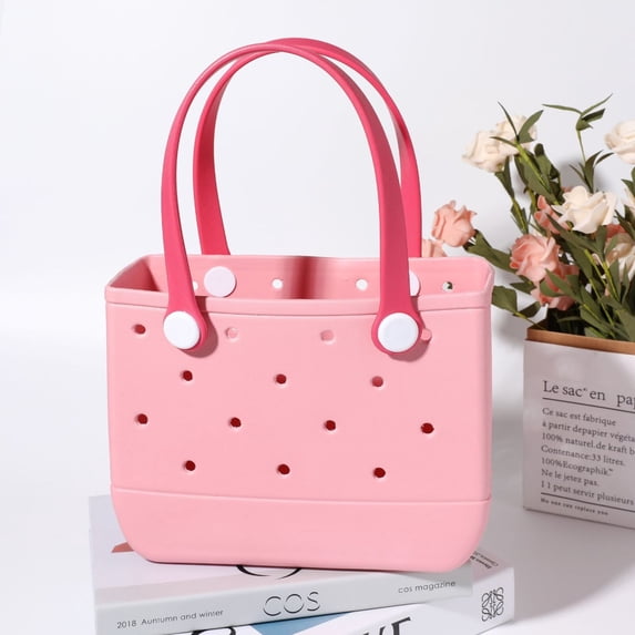 Eyucdvc Waterproof Perforated Beach Bag, Portable Personalizable Storage Tote Handbag with Mount Holes for Outdoor Activities