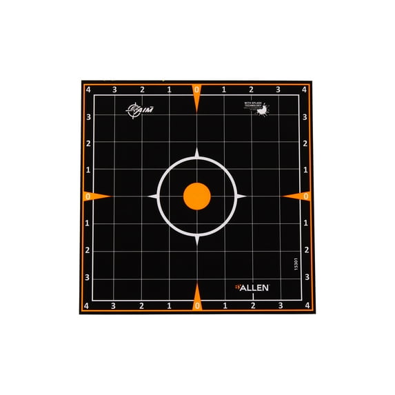 Ez Aim Adhesive Splash Reactive Paper Shooting Targets, 8 In Sight-In Grid, 6-Pack, Black & Orange