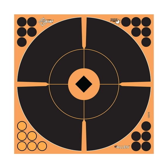 Ez Aim Adhesive Splash Reactive Paper Shooting Targets, Crosshair Bullseye, 12"W x 12"H, 12-Pack, Black/Orange