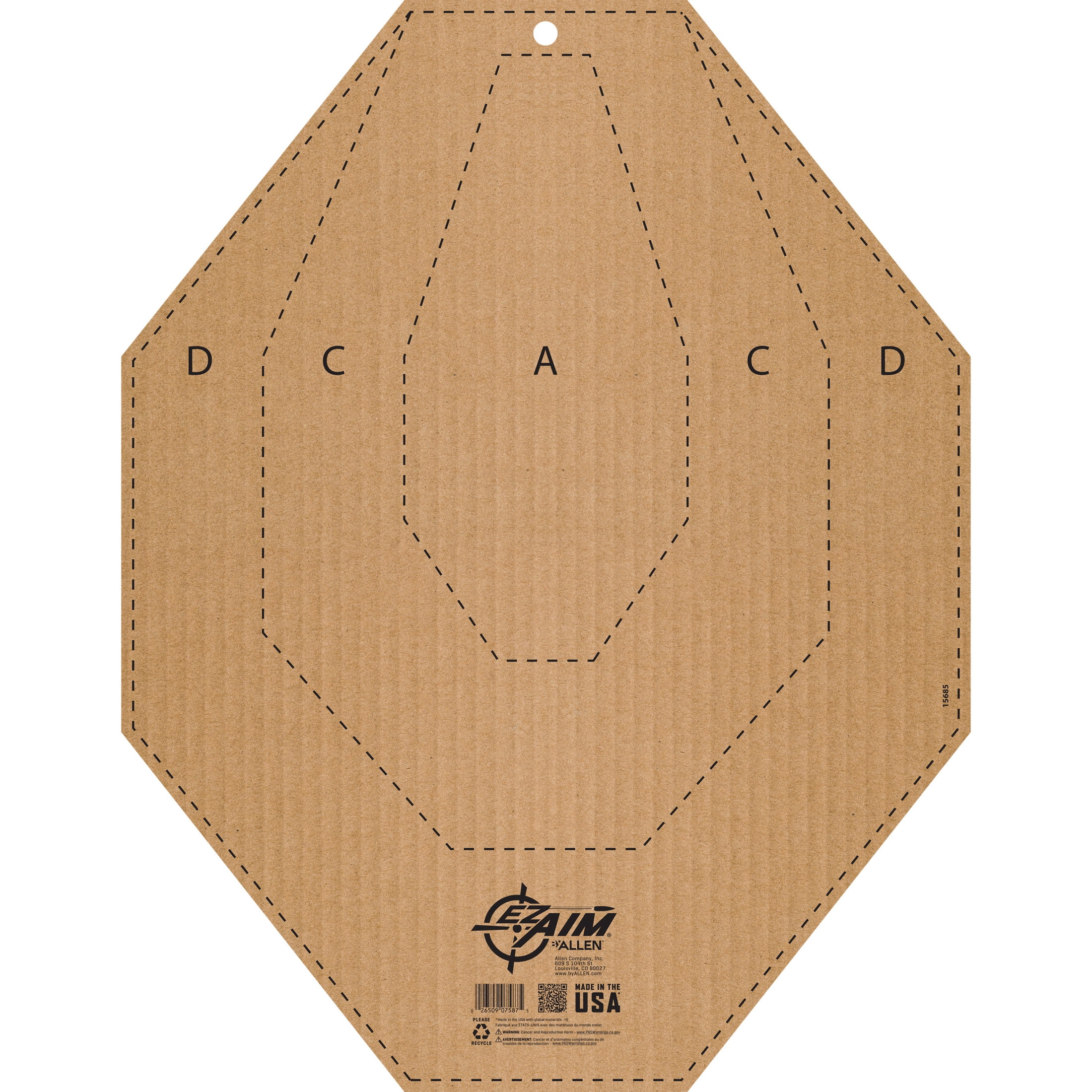 Ez Aim Ipsc Cl Uspsa Full Size Corrugated Silhouette Paper Shooting Target, 1-Target, 14" X 22," Tan