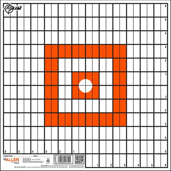 Ez Aim Paper Shooting Target, 12 In Sight-In Grid, 12-Pack, Orange & White