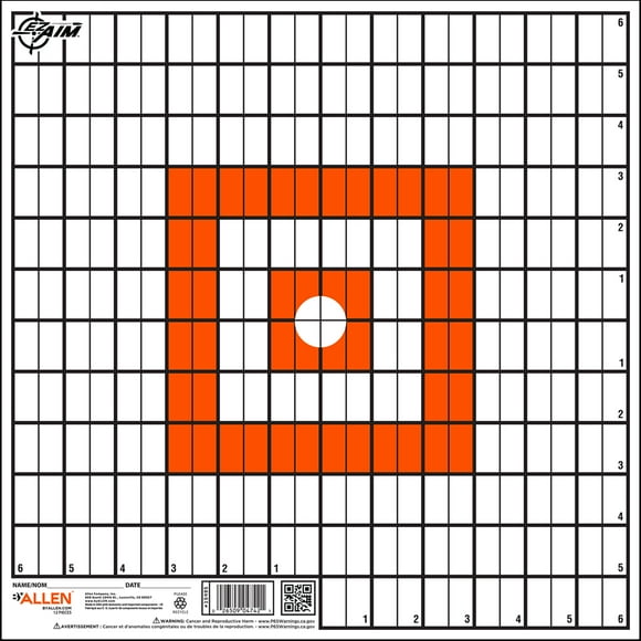 Ez Aim Paper Shooting Target, 12 In Sight-In Grid, 12-Pack, Orange & White
