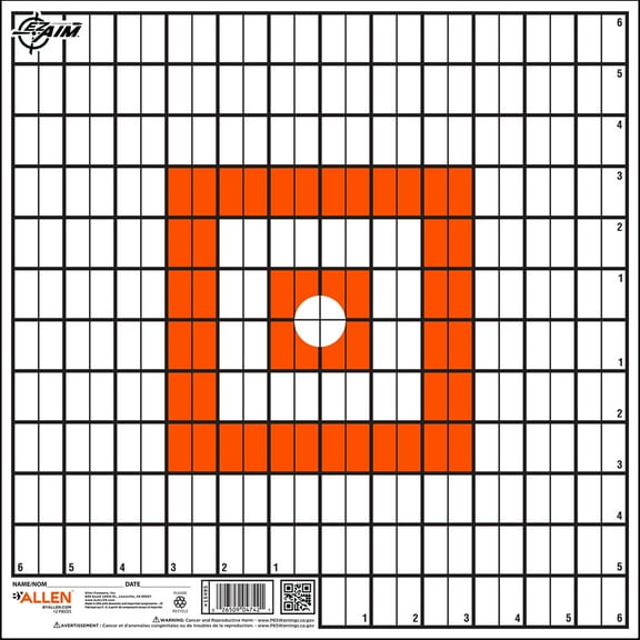 Ez Aim Paper Shooting Target, 12 In Sight-In Grid, 12-Pack, Orange & White