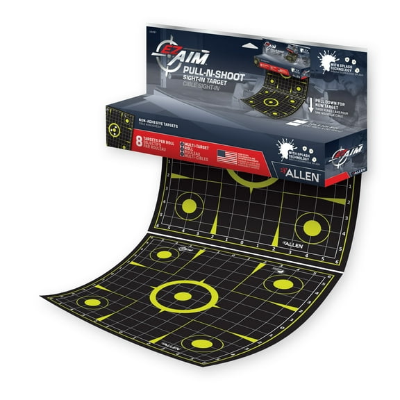 Ez Aim Pull-N-Shoot Splash Reactive Paper Shooting Targets, Accuracy Grid, 8-Targets Per Roll, 12"W X 12"H, Black/Chartreuse