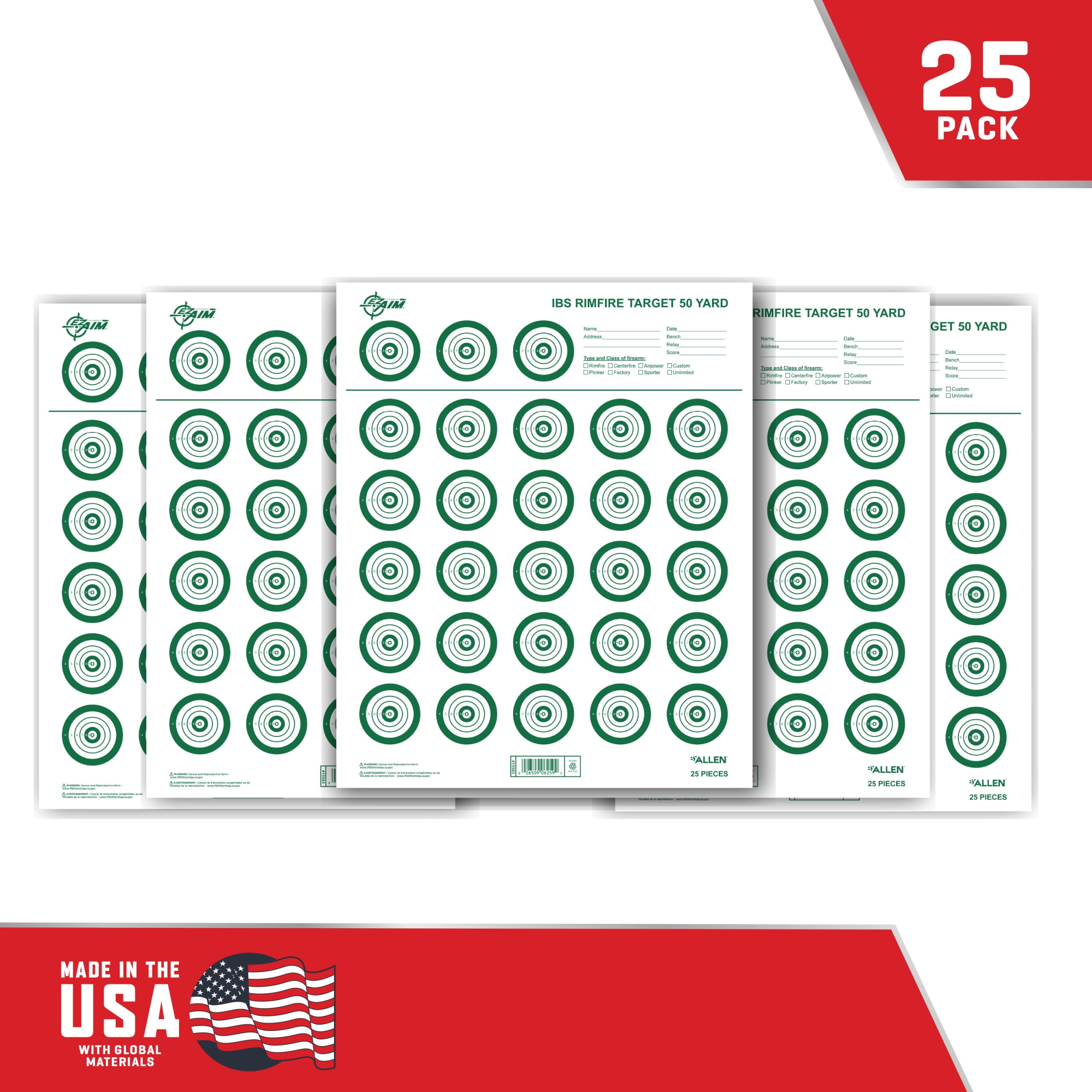 Ibs Rimfire Target EZ Aim Rimfire IBS Shooting Targets, 50-Yard Match Precision Training ...