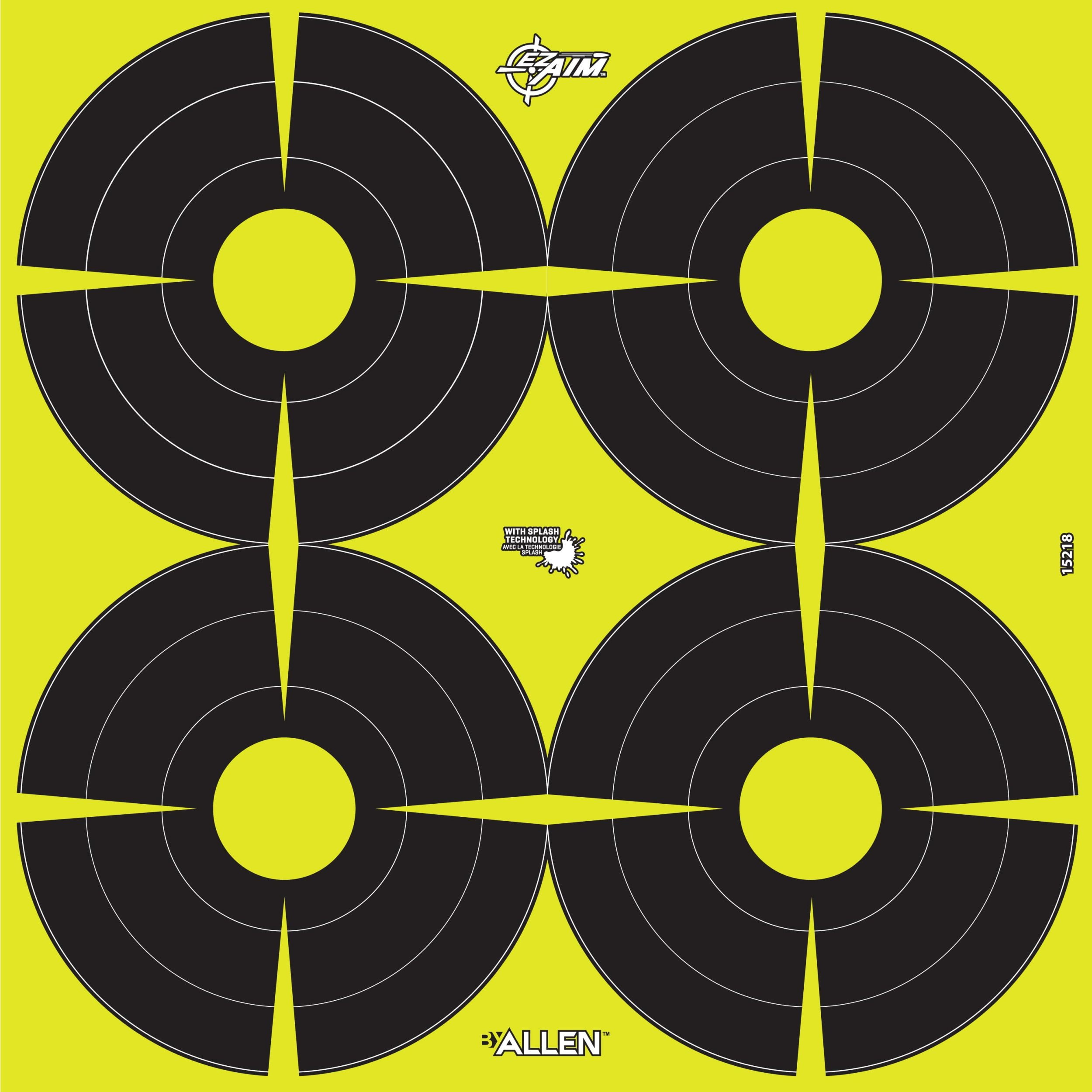 Ez Aim Splash Bullseye Paper Shooting Targets, 12"W x 12"H, 12-Pack, Yellow & Black