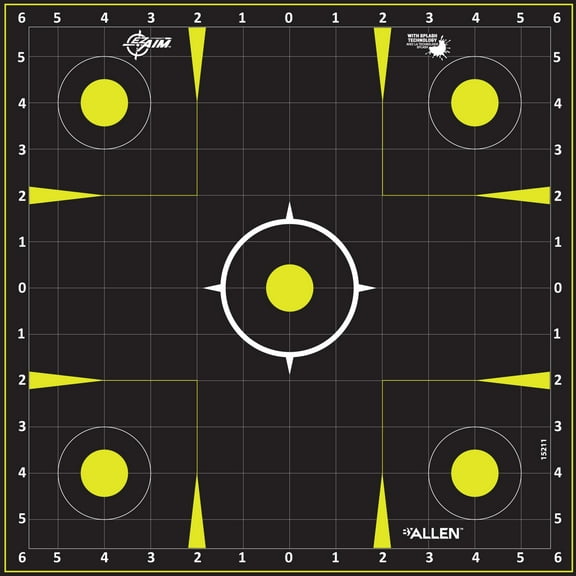 Ez Aim Splash Reactive Shooting Targets, Grid, 12" x 12", 12-Pack, Black, Paper Targets, 15211