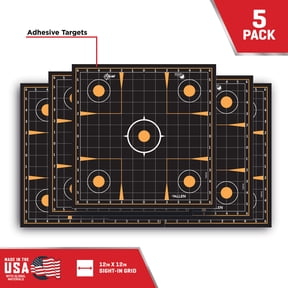 Ez Aim Splash Sight-in Paper Shooting Targets, 12" Grid, 10-Pack, Black, Paper Target Sight-in Grid