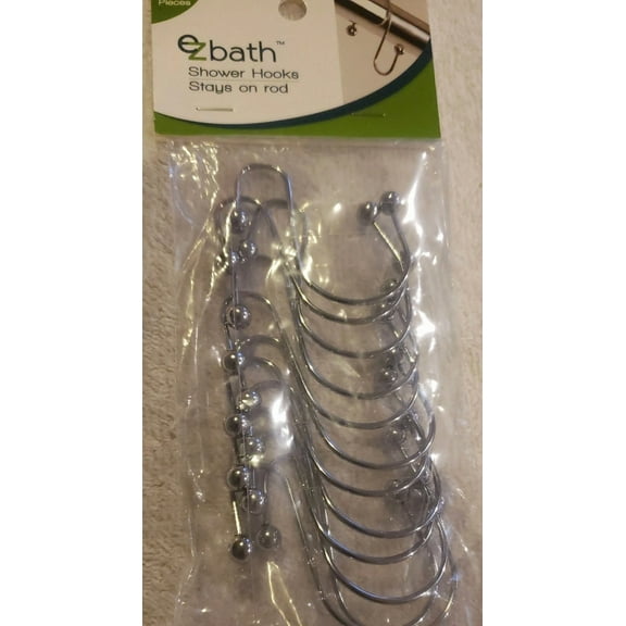 Ez Bath 12 Piece Chrome Decorative Shower Hooks. Nib.