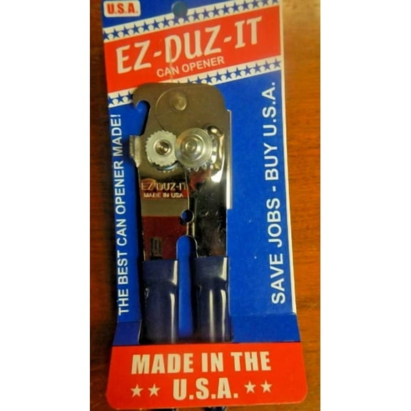 Ez Duz It American Made Blue Grips Manual Deluxe Can Opener - Made In The Usa