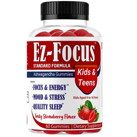 Ashwagandha Calm Gummies for Kids & Teens - Focus, Anti Stress, Energy, Relaxation- 60 Gummies