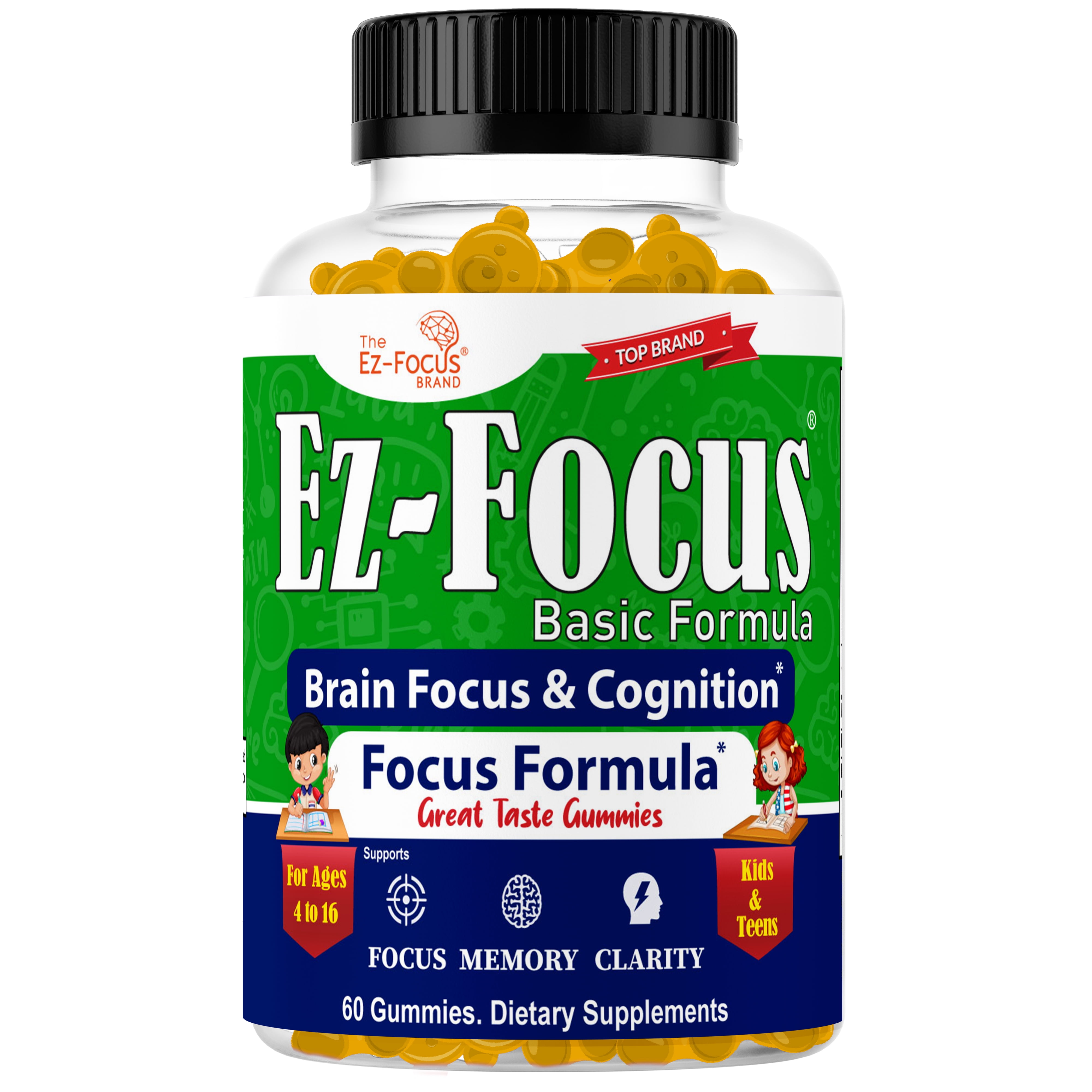 EzFocus Brain Focus Supplements for Kids & Teens to Support Healthy