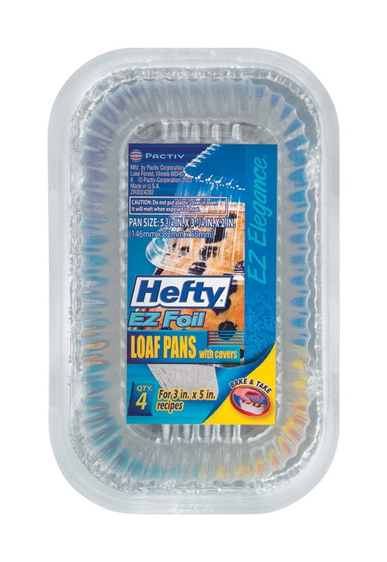 Hefty EZ Foil Mini Loaf Pan, 3x5 inch, Silver, Disposable Aluminum