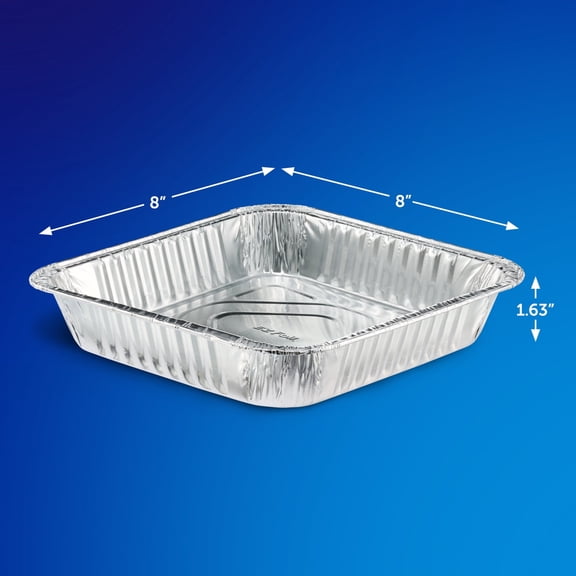 Ez Foil Cake Pans With Cover Bakeware 8 Inch 8 Inch X 8 Inch X 1.625 Inch Silver 1 Pack 3 Count
