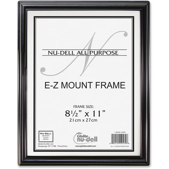 Ez Mount Document Frame With Trim Accent And Plastic Face, Plastic, 8.5 X 11 Insert, Black | Bundle of 5