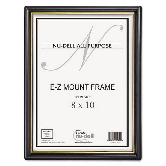 Ez Mount Document Frame With Trim Accent And Plastic Face, Plastic, 8 X 10, Black/gold | Bundle of 10 Each