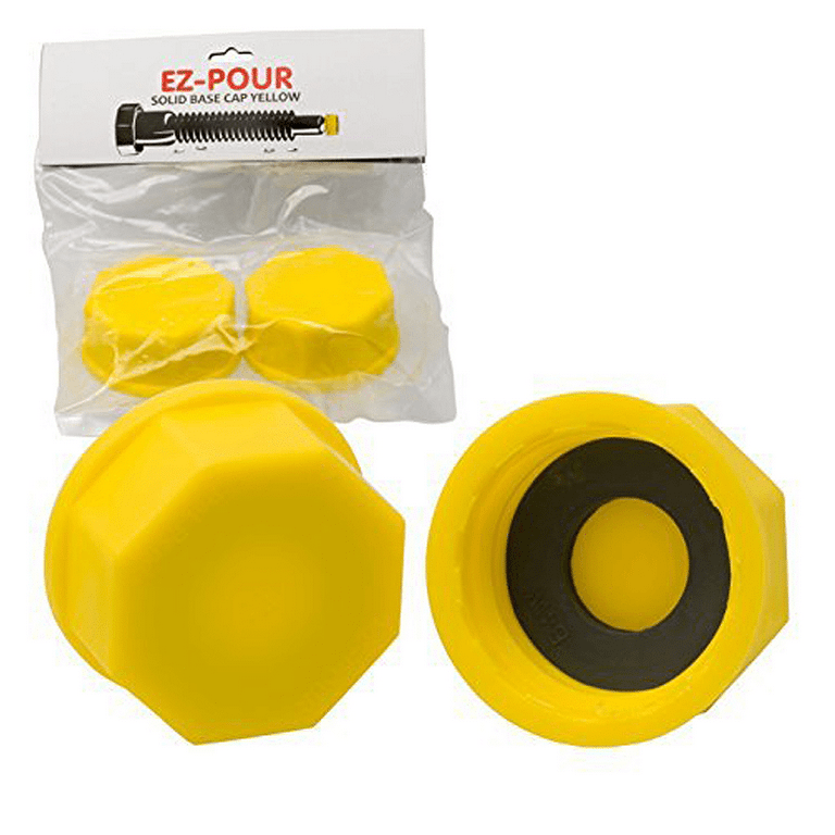 Ez-POUR Yellow Coarse Thread Solid Base Cap for Storage gas Cans (Pack of  2) 