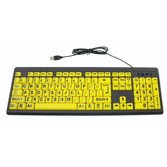 Ez See Big Bright Easy-See Keyboard USB QWERTY Keyboard with Large Print Keys, Yellow