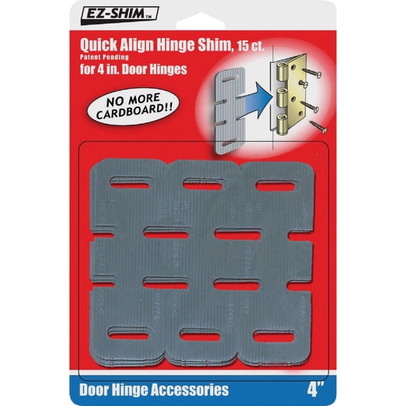 EZ Shim Hinge Shim HS400BP - Plastic, Foam Finish - 15 Pack, 4 In., Gray