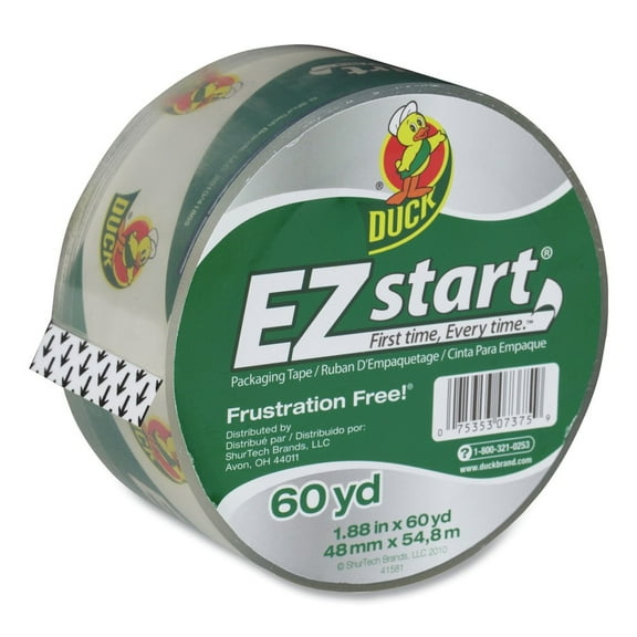 Duck 299002 EZ Start 1.88 in. x 60 yards 3 in. Core Premium Packaging Tape - Clear (1-Roll)