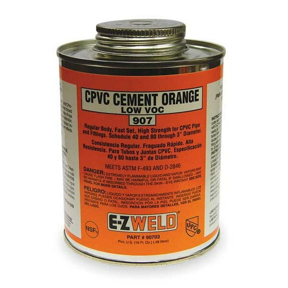 Ez Weld Pipe Cement,16 fl oz,Orange EZ20703