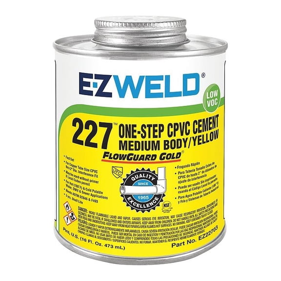 Ez Weld Cement,16 Oz,Yellow,CPVC EZ32703N