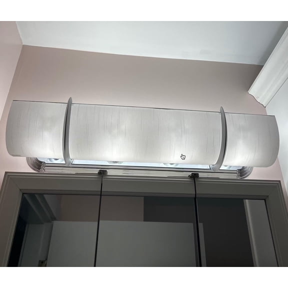 25" 4-Bulb Vanity Light Cover, Shantung White Shade with Silver Brackets