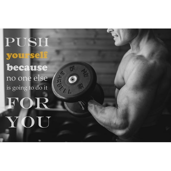 EzPosterPrints - Bodybuilding Men Girl Fitness Workout Quotes Motivational Inspirational Muscle Gym Posters - Wall Art Print for Home Office Gym - MOTIVATION-QUOTE-3 - 18X12 inches