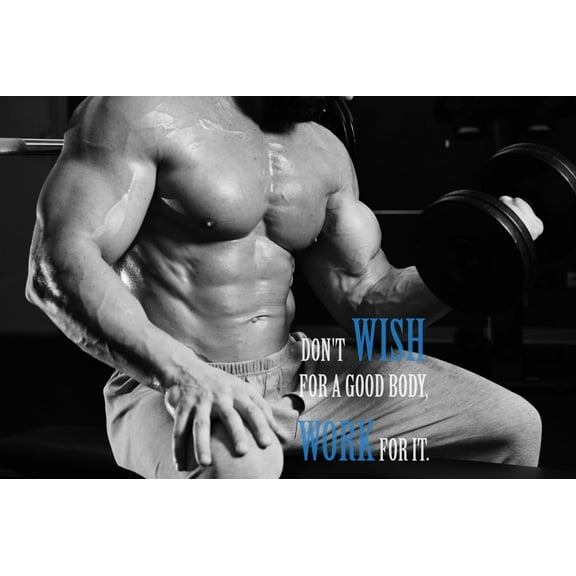 EzPosterPrints - Bodybuilding Men Girl Fitness Workout Quotes Motivational Inspirational Muscle Gym Posters - Wall Art Print for Home Office Gym - MOTIVATION-QUOTE-21 - 18X12 inches