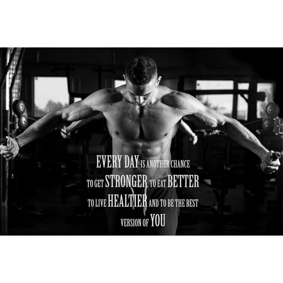 EzPosterPrints - Bodybuilding Men Girl Fitness Workout Quotes Motivational Inspirational Muscle Gym Posters - Wall Art Print for Home Office Gym - MOTIVATION-QUOTE-18 - 18X12 inches