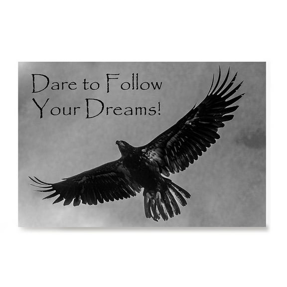 EzPosterPrints - Most Popular Eagle Theme Quote Posters - Power Strength Brave Motivational Quotes Poster Printing - Wall Art Print for Home Office - DARE - 18X12 inches