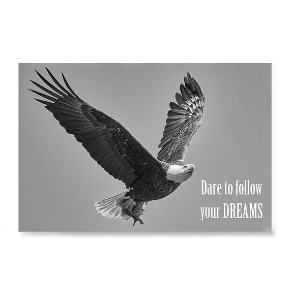EzPosterPrints - Most Popular Eagle Theme Quote Posters - Power Strength Brave Motivational Quotes Poster Printing - Wall Art Print for Home Office - DREAMS - 36X24 inches