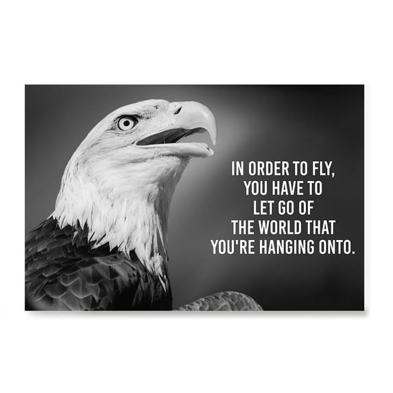 EzPosterPrints - Most Popular Eagle Theme Quote Posters - Power Strength Brave Motivational Quotes Poster Printing - Wall Art Print for Home Office - LET GO - 36X24 inches
