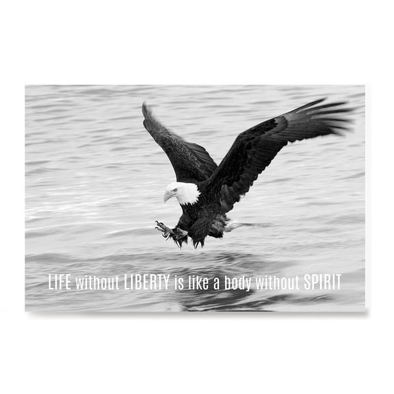 EzPosterPrints - Most Popular Eagle Theme Quote Posters - Power Strength Brave Motivational Quotes Poster Printing - Wall Art Print for Home Office - LIBERTY - 24X16 inches