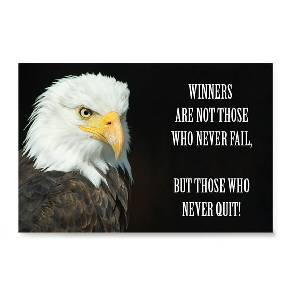EzPosterPrints - Most Popular Eagle Theme Quote Posters - Power Strength Brave Motivational Quotes Poster Printing - Wall Art Print for Home Office - WINNERS - 36X24 inches