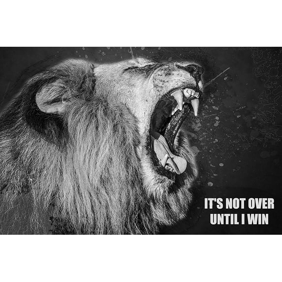 EzPosterPrints - Most Popular Lion Theme Quote Posters - Power Strength Brave Beast Motivational Quotes Poster Printing - Wall Art Print for Home Office - NOT-OVER - 48X32 inches