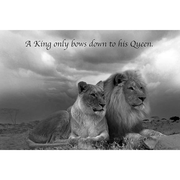 EzPosterPrints - Most Popular Lion Theme Quote Posters - Power Strength Brave Beast Motivational Quotes Poster Printing - Wall Art Print for Home Office - QUEEN - 24X16 inches