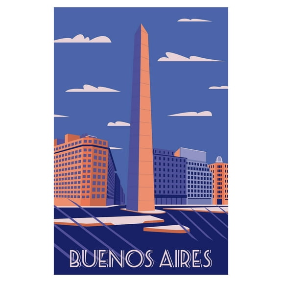 EzPosterPrints - Retro World Famous City Posters - Decorative, Vintage, Retro, Grunge Travel Poster Printing - Wall Art Print for Home Office - BUENOS AIRES, ARGENTINA - 12X18 inches