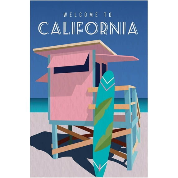 EzPosterPrints - Retro World Famous City Posters - Decorative, Vintage, Retro, Grunge Travel Poster Printing - Wall Art Print for Home Office - CALIFORNIA, CALIFORNIA - 24X36 inches