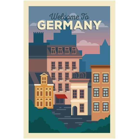 EzPosterPrints - Retro World Famous City Posters - Decorative, Vintage, Retro, Grunge Travel Poster Printing - Wall Art Print for Home Office - GERMANY-2, GERMANY - 12X18 inches