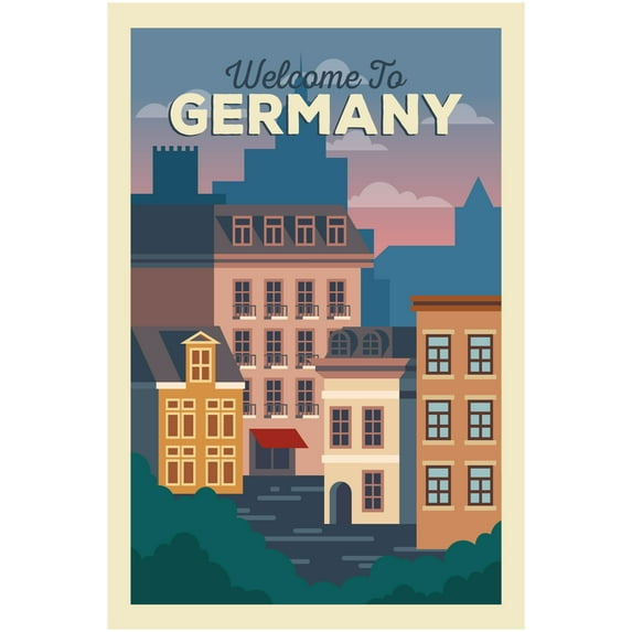 EzPosterPrints - Retro World Famous City Posters - Decorative, Vintage, Retro, Grunge Travel Poster Printing - Wall Art Print for Home Office - GERMANY-2, GERMANY - 48X32 inches